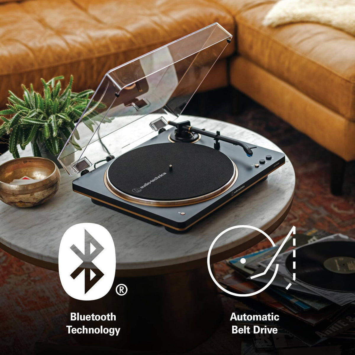 Audio Technica Fully Automatic Wireless Belt-Drive Turntable - Black & Silver | ATLP70XBTBS from Audio Technica - DID Electrical