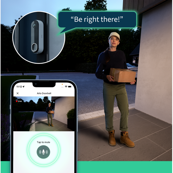 Arlo 1080P Wireless Video Doorbell - White | AVD3001100EUS from Arlo - DID Electrical