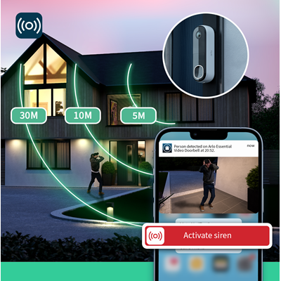 Arlo 2K Wireless Video Doorbell with Chime - White | AVDK4001100UKS from Arlo - DID Electrical