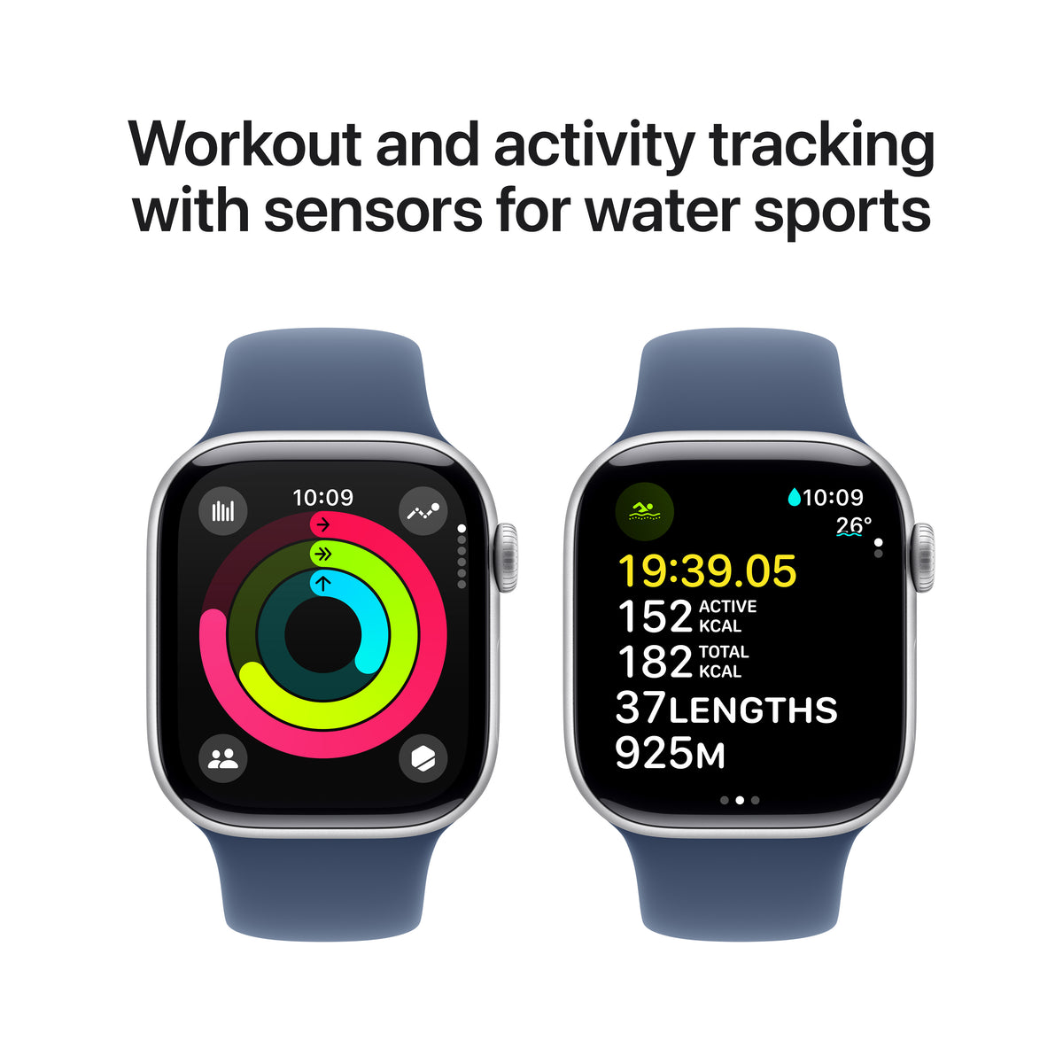 Apple Watch Series 10 GPS 42mm Silver Aluminium Case with Denim Sport Band - M/L | MWWC3QA/A from Apple - DID Electrical