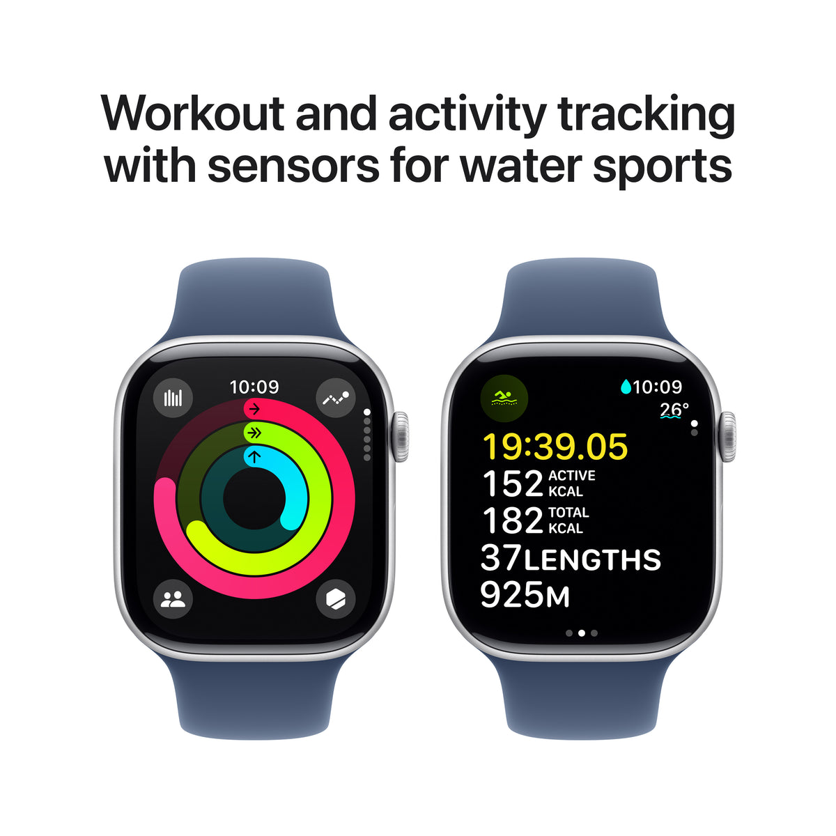 Apple Watch Series 10 GPS 46mm Silver Aluminium Case with Denim Sport Band - M/L | MWWM3QA/A from Apple - DID Electrical