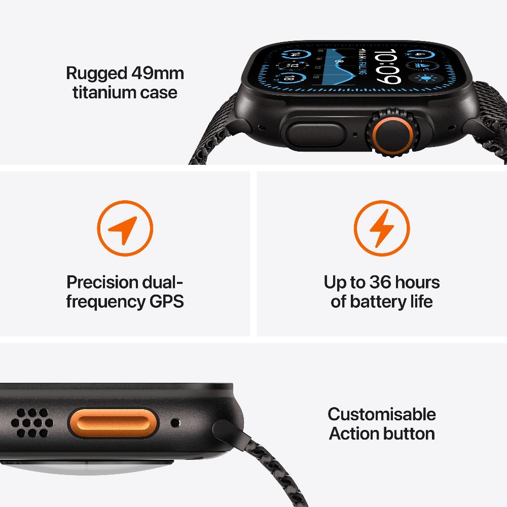 Apple Watch Ultra 2 GPS + Cellular 49MM Black Titanium Case with Black Trail Loop - M/L | MX4V3QA/A from Apple - DID Electrical