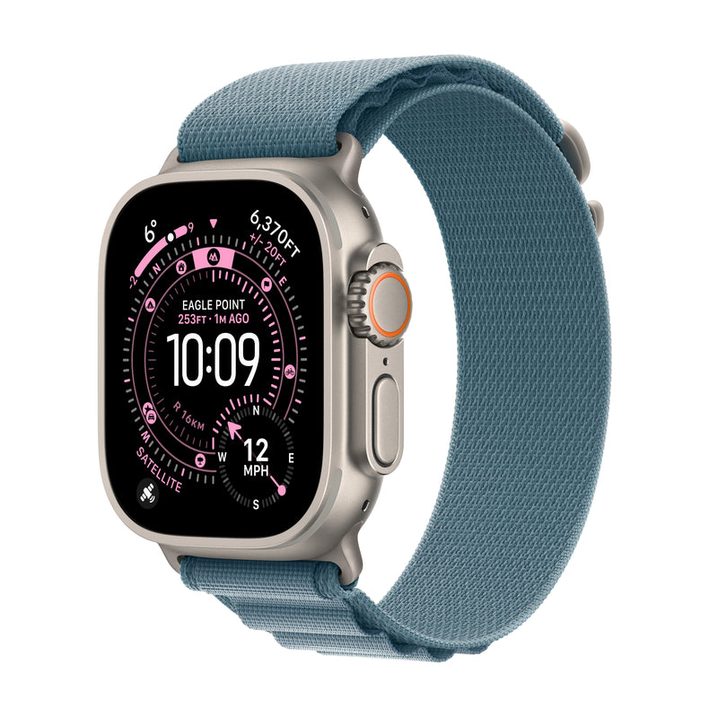 Apple Watch Ultra 3 GPS + Cellular 49mm Natural Titanium Case with Light Blue Alpine Loop - Medium | MEWM4DH/A from Apple - DID Electrical