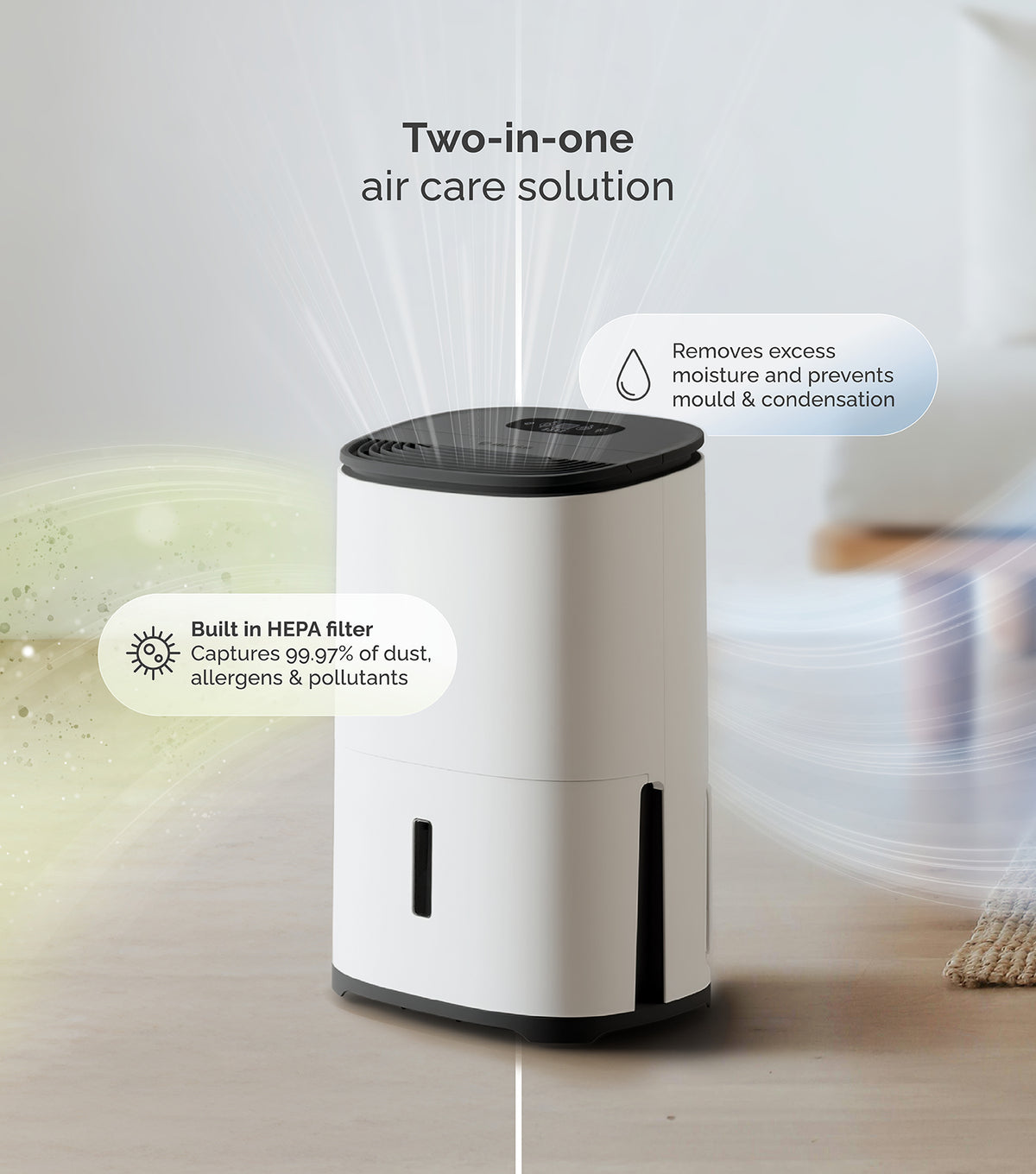 MeacoDry Arete One 12L Dehumidifier And Air Purifier - White | 44005/ARETE