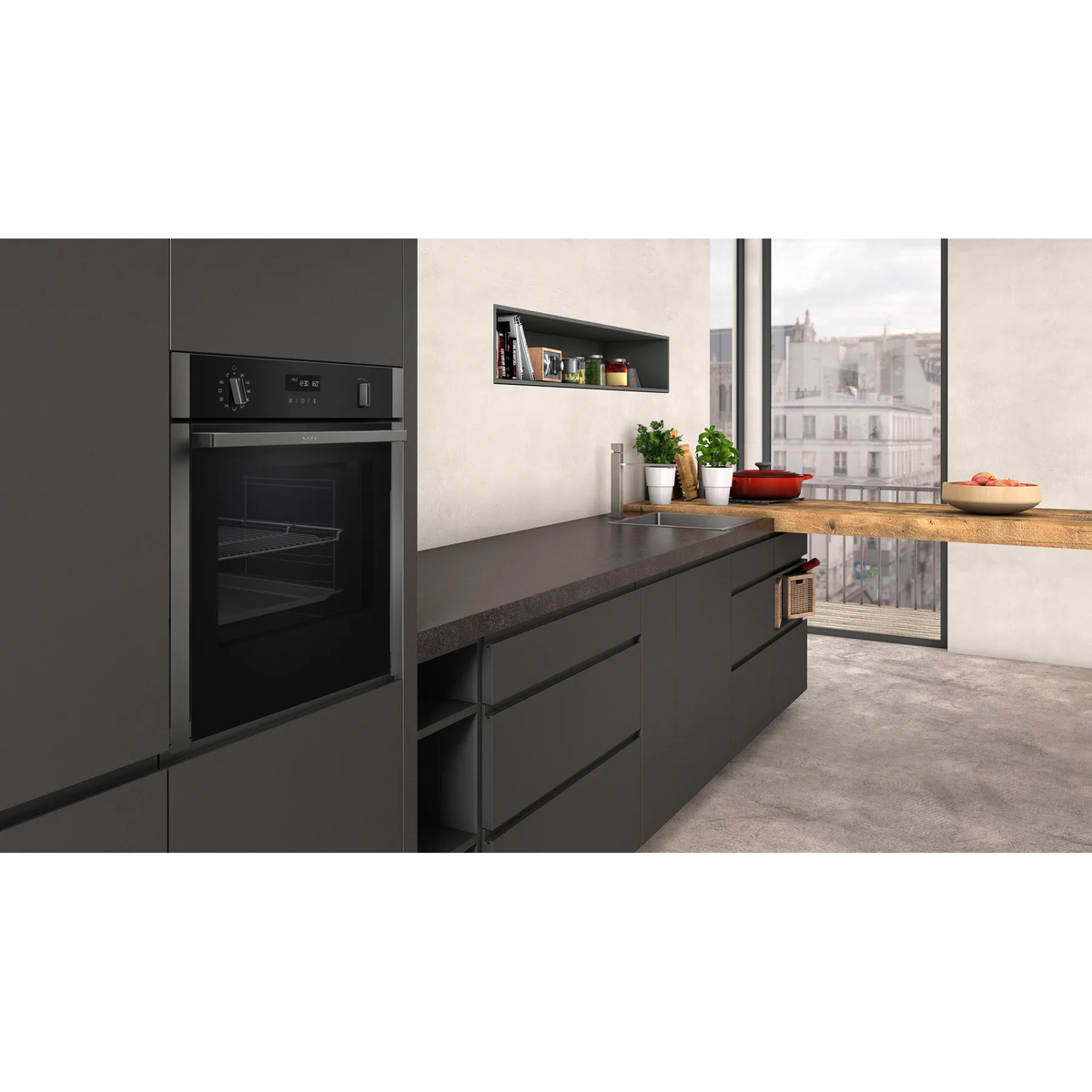 Neff N50 71L Built-In Electric Single Oven - Graphite Grey | B6ACH7HG0B from Neff - DID Electrical