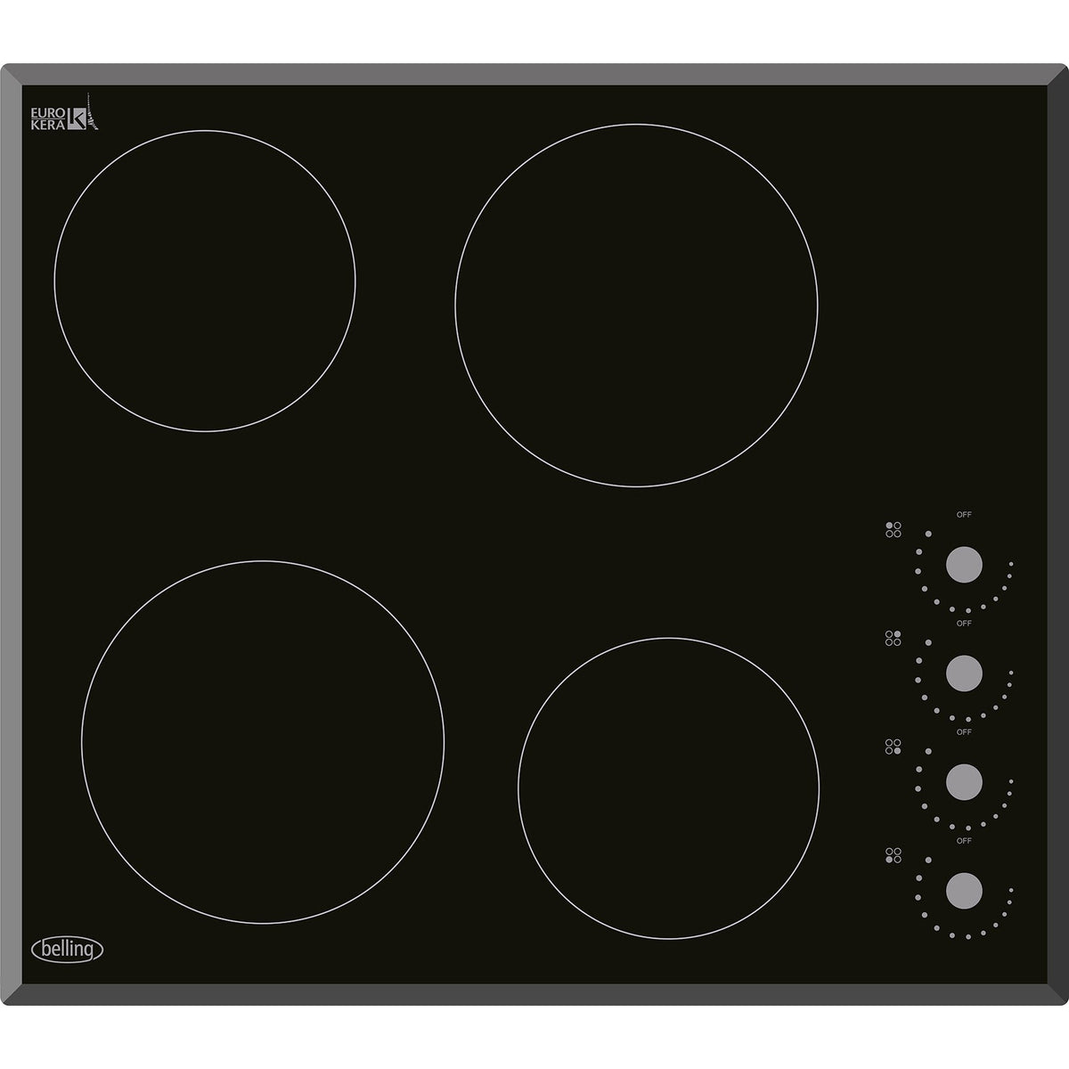 Belling 60CM 4 Zones Built-In Ceramic Hob - Black | BCH60RB from Belling - DID Electrical