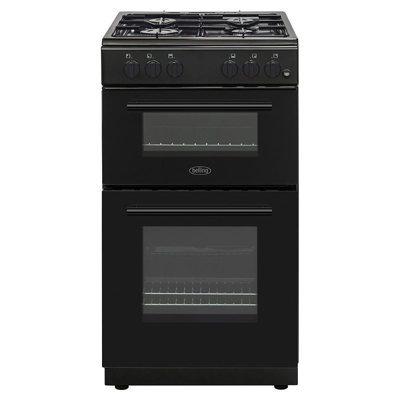 Belling 50CM Freestanding Double Oven Gas Cooker - Black | BFSG51TCBKNG from Belling - DID Electrical
