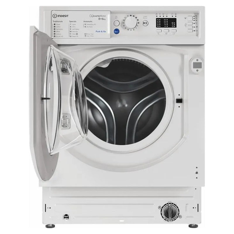 Indesit 8/6KG 1351 Spin Built-In Washer Dryer - White | BIWDIL861485UK from Indesit - DID Electrical