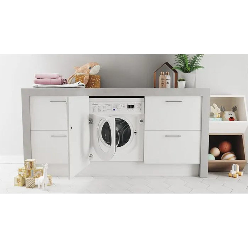 Indesit 8/6KG 1351 Spin Built-In Washer Dryer - White | BIWDIL861485UK from Indesit - DID Electrical