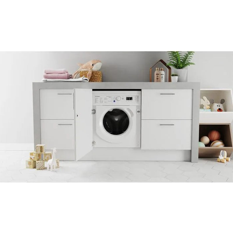 Indesit 8/6KG 1351 Spin Built-In Washer Dryer - White | BIWDIL861485UK from Indesit - DID Electrical