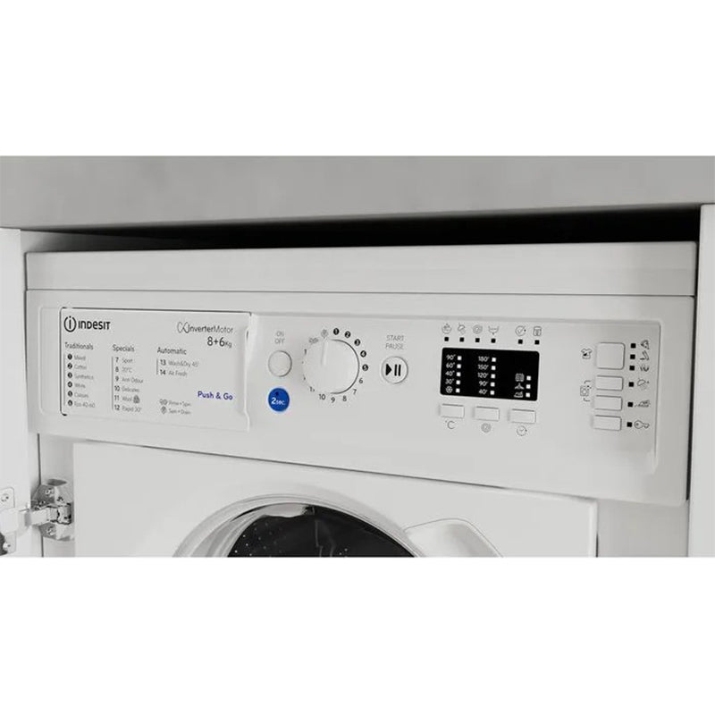 Indesit 8/6KG 1351 Spin Built-In Washer Dryer - White | BIWDIL861485UK from Indesit - DID Electrical