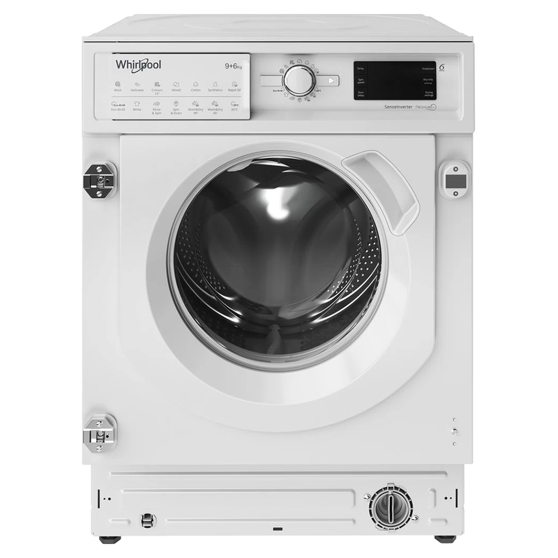 Whirlpool 9KG/6KG 1400 Spin Built-In Washer Dryer - White | BIWDWG961485UK from Whirlpool - DID Electrical