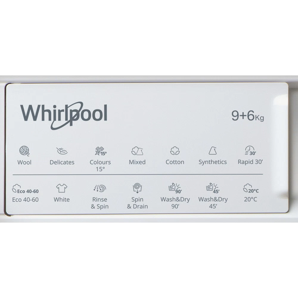 Whirlpool 9KG/6KG 1400 Spin Built-In Washer Dryer - White | BIWDWG961485UK from Whirlpool - DID Electrical