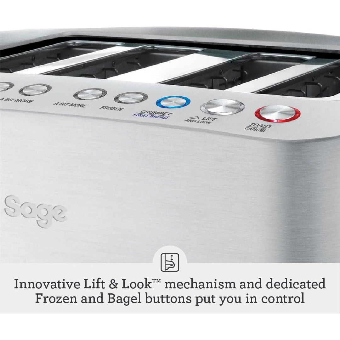 Sage The Smart Toast 1900W 4 Slice Toaster - Brushed Aluminium | BTA845UK from Sage - DID Electrical