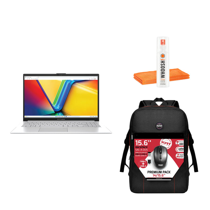 Asus Vivobook Go 15 Intel Core i3 15.6" 8GB/128GB Laptop Bundle - Cool Silver | BTS01 from Asus - DID Electrical