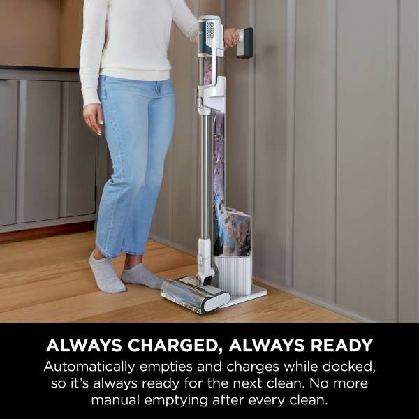 Shark Cordless Stick Vacuum Cleaner With Auto Empty System - White &amp; Blue | BU3521UK from Shark - DID Electrical