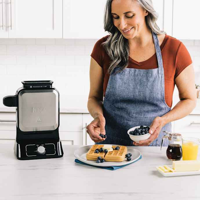 Ninja Belgian Waffle Maker - Black & Silver | BW1000UK