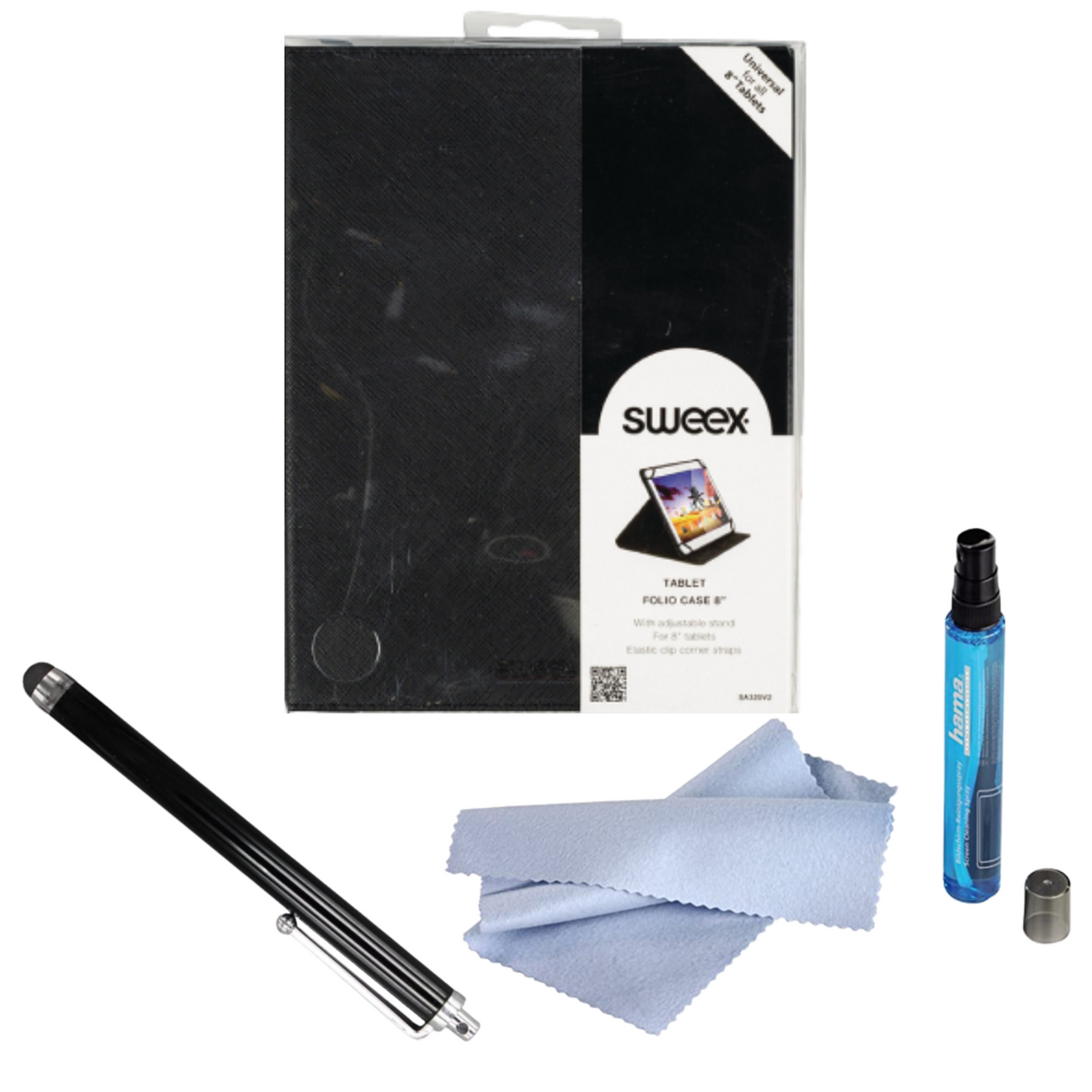 Sweex 8&quot; Universal Folio Tablet Case Bundle - Black | Bundle UNIVERSAL 8&quot; from Sweex - DID Electrical