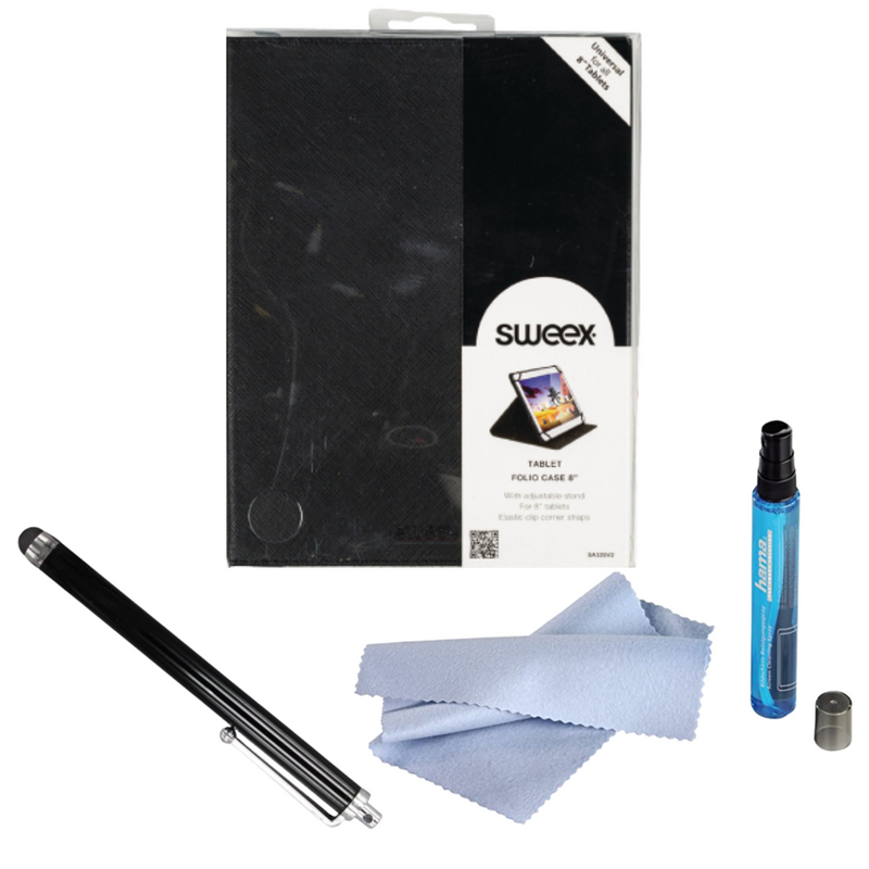 Sweex 8" Universal Folio Tablet Case Bundle - Black | Bundle UNIVERSAL 8" from Sweex - DID Electrical