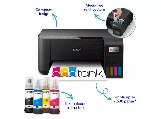 Epson EcoTank ET-2862 A4 Multifunction Wi-Fi Ink Tank Printer - Black | C11CJ67427