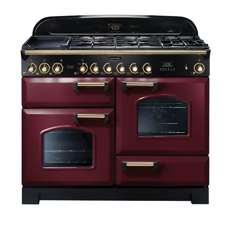 Rangemaster Classic Deluxe 110CM Dual Fuel Range Cooker - Black & Red | CDL110DFFCY/B