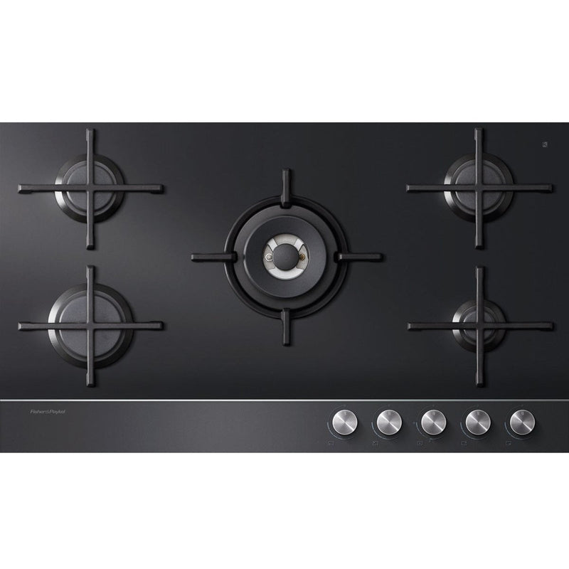 Fisher & Paykel Series 9 90CM 5 Burner NG Gas Hob - Black | CG905DNGGB1 from Fisher & Paykel - DID Electrical