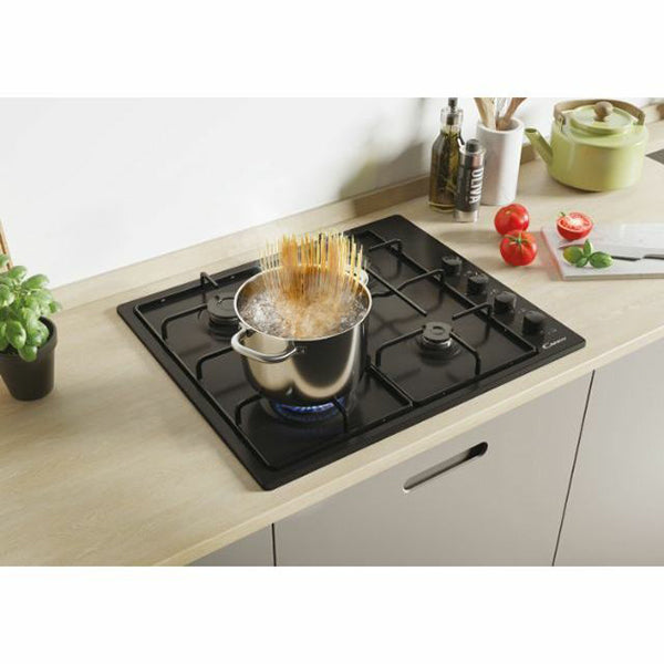 Candy 60cm 4 Burner Gas Hob - Black | CHW6LBB from Candy - DID Electrical