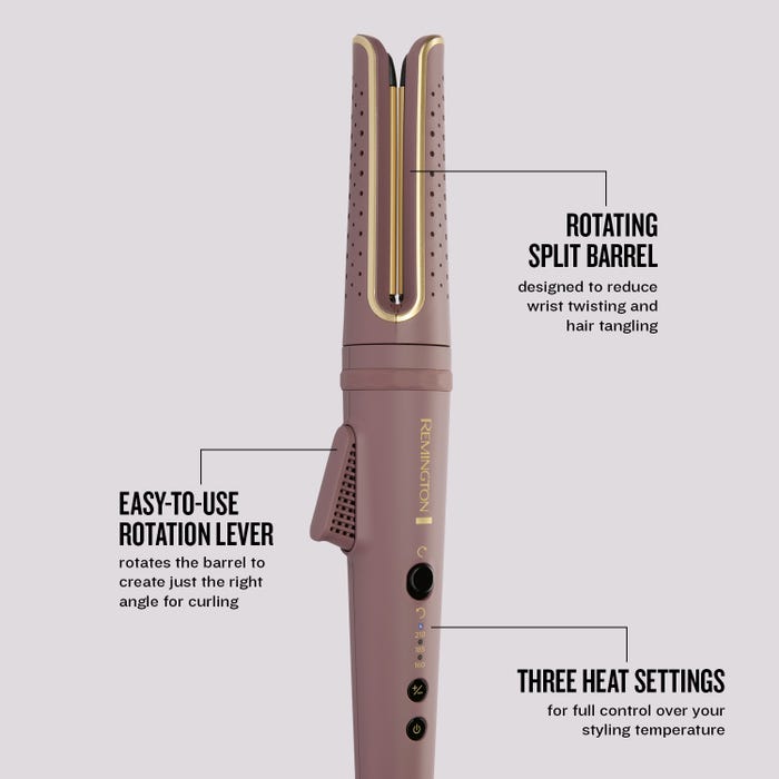 Remington Airvive Rotating Curling Wand - Mauve & Gold | CI8930U51