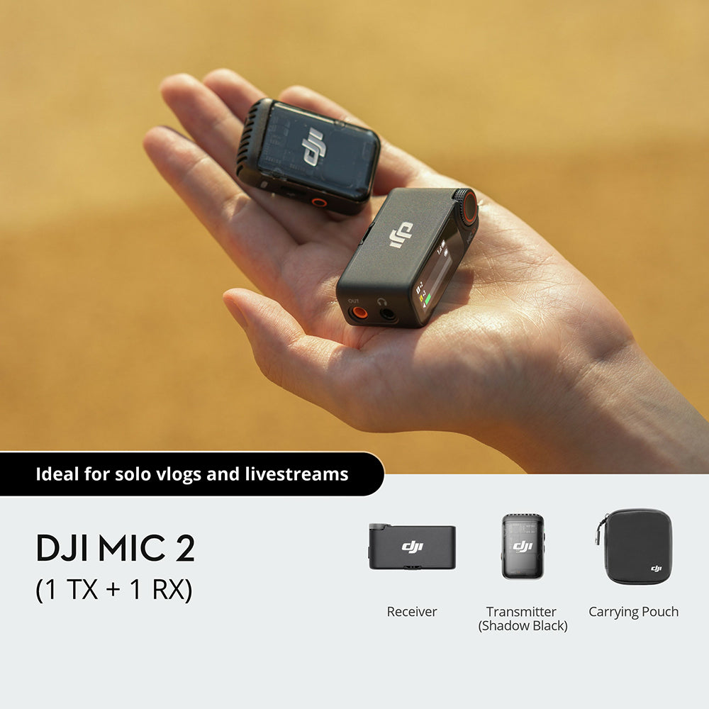 DJI Mic 2 (1 TX + 1 RX) Microphone - Black | CP.RN.00000326.02 from DJI - DID Electrical