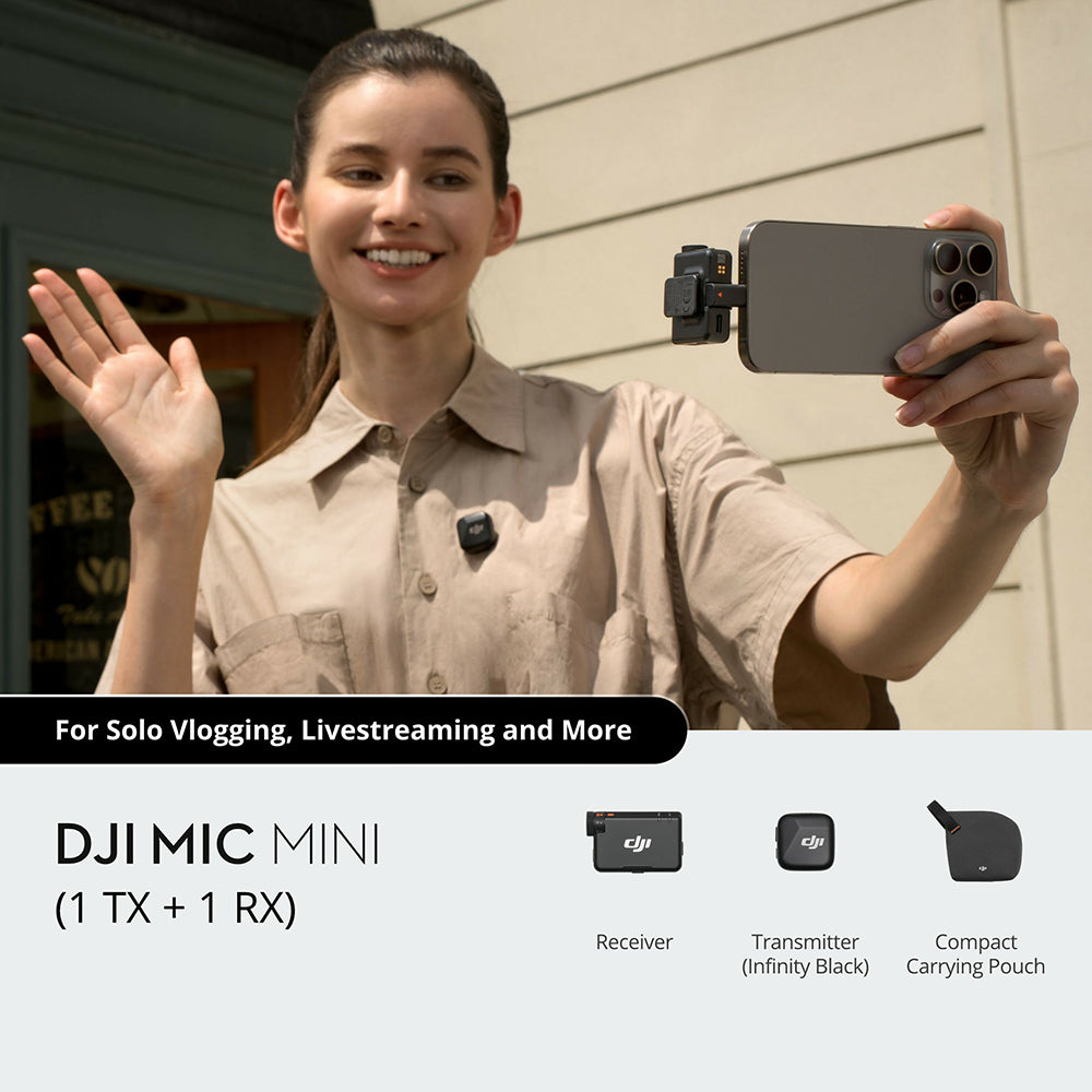 DJI Mic Mini (1 TX + 1 RX) Microphone - Infinity Black | CP.RN.00000432.01 from DJI - DID Electrical
