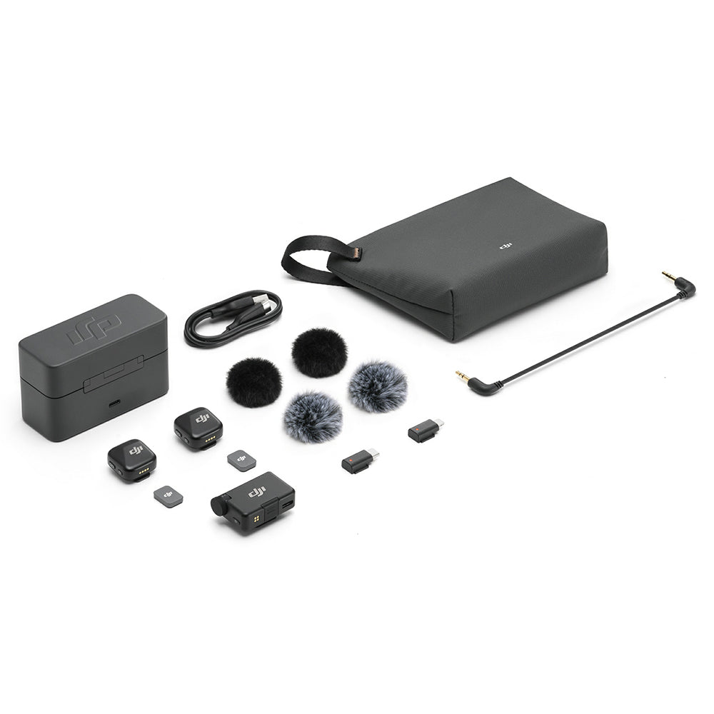 DJI Mic Mini (2 TX + 1 RX + Charging Case) Microphone - Infinity Black | CP.RN.00000433.01 from DJI - DID Electrical