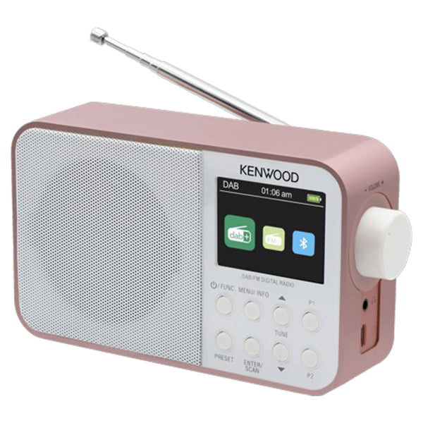 Kenwood DAB+ Portable Radio - Pink | CRM30DABR from Kenwood - DID Electrical