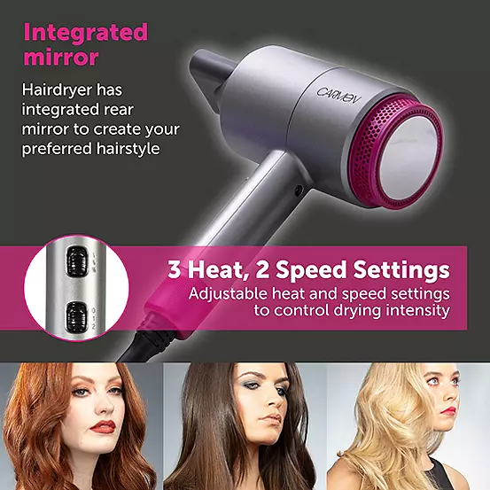 Carmen Neon Hair Dryer &amp; Keratin-Infused Ceramic Straightener Kit - Neon Pink &amp; Graphite Grey | C81181 from Carmen - DID Electrical