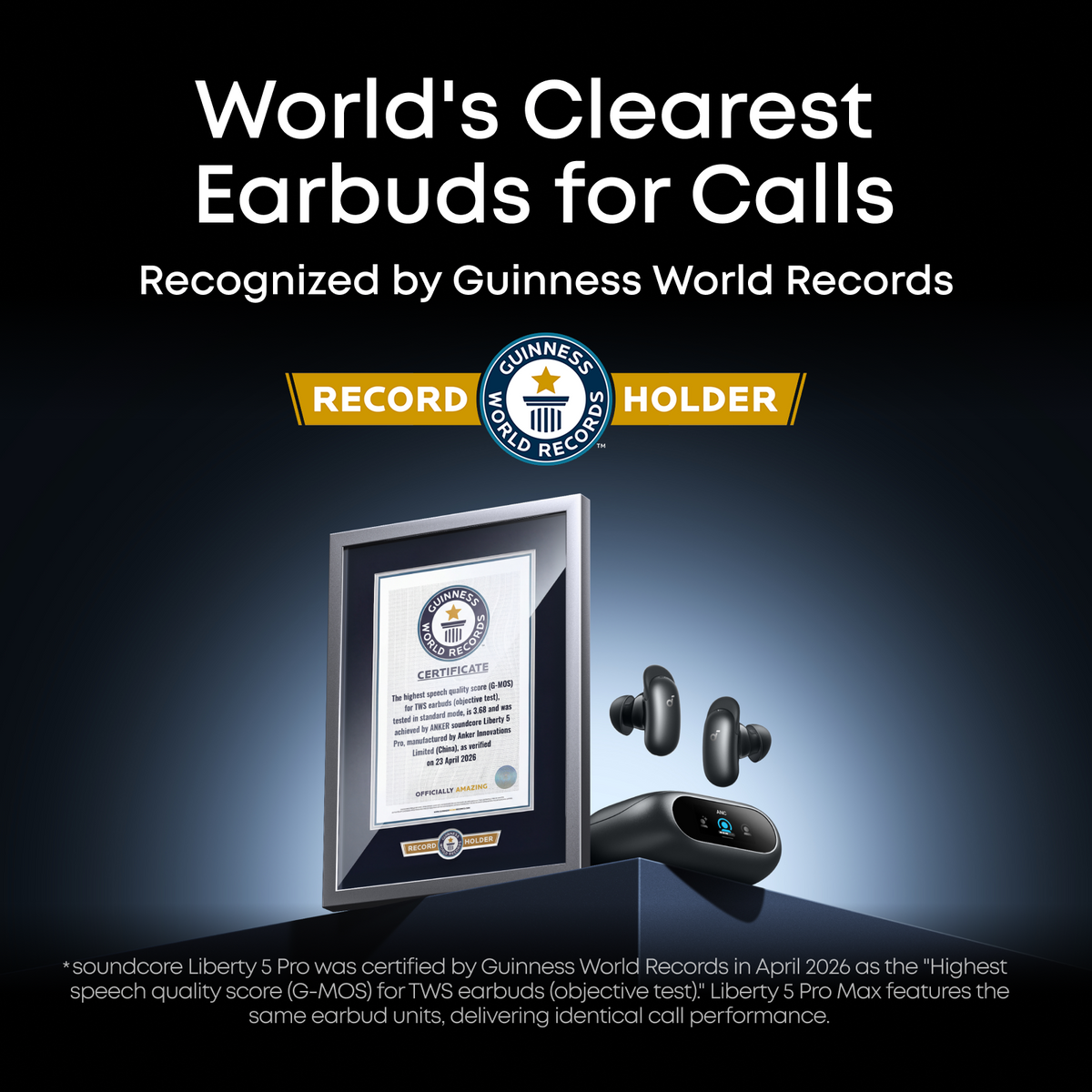 Soundcore Liberty 5 Pro In-Ear Wireless Bluetooth Earbuds - Midnight Black | D1203G11