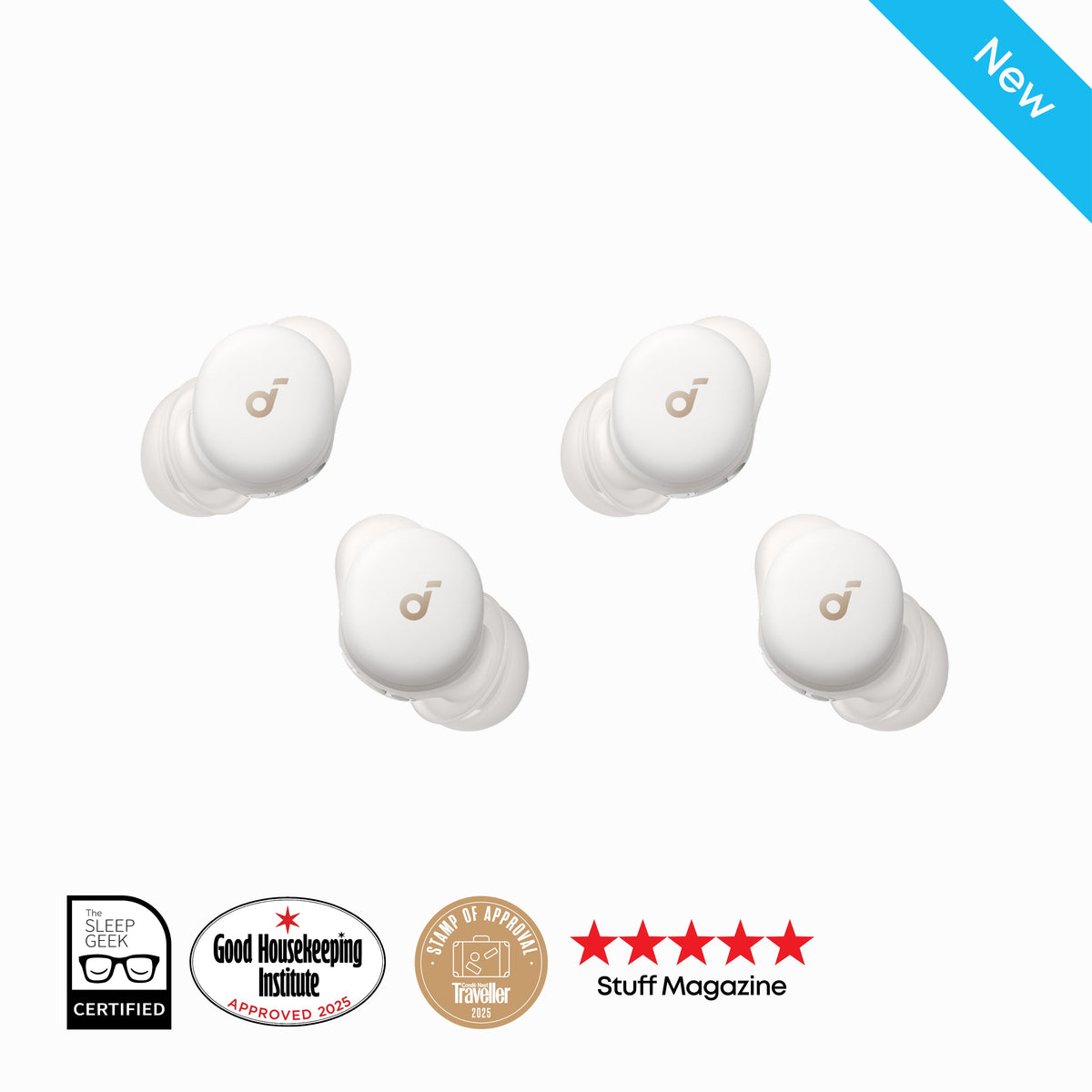 Soundcore Sleep A30 Wireless Noise Cancelling Sleep Earbuds - Lunar White | D1301G21