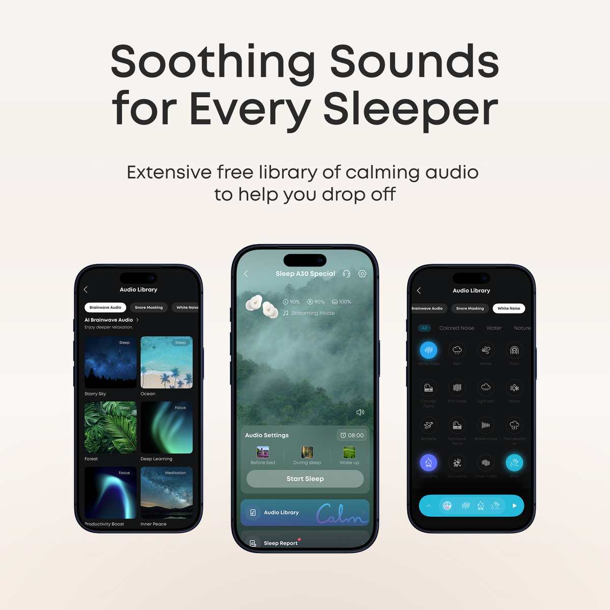 Soundcore Sleep A30 Wireless Noise Cancelling Sleep Earbuds - Lunar White | D1301G21