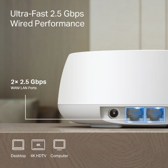 TP Link BE5000 Whole Home Mesh WiFi 7 System - White | DECO BE25 3-PACK