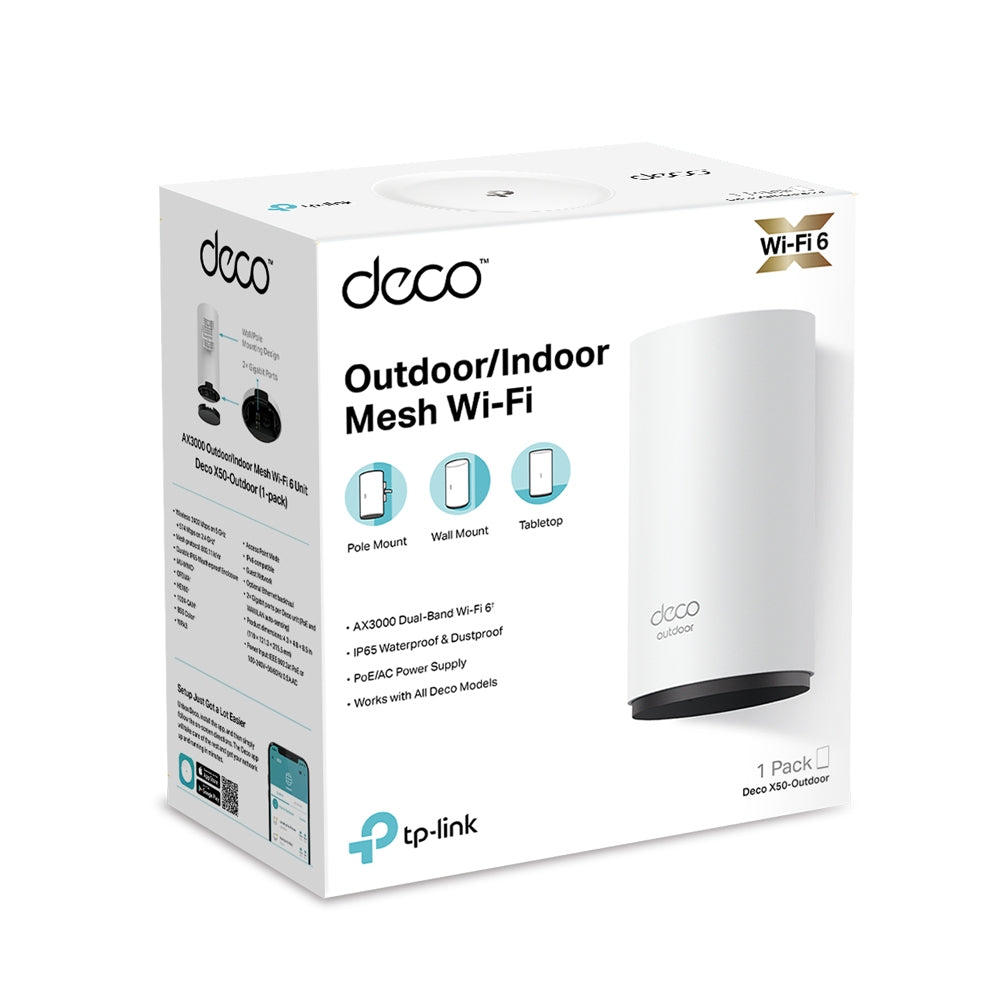 TP Link AX3000 Outdoor/Indoor Whole Home Mesh Wi-Fi 6 Unit - White | DECOX50-OUTDOOR from TP Link - DID Electrical