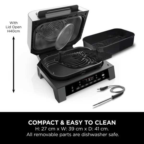 Ninja 6-In-1 Max 1760W Grill & Air Fryer - Grey & Silver | DG551UK from Ninja - DID Electrical