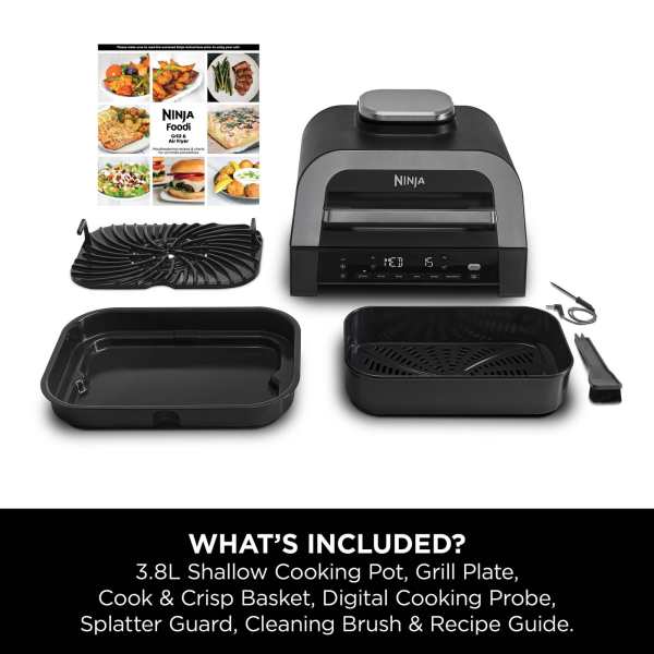 Ninja 6-In-1 Max 1760W Grill & Air Fryer - Grey & Silver | DG551UK from Ninja - DID Electrical