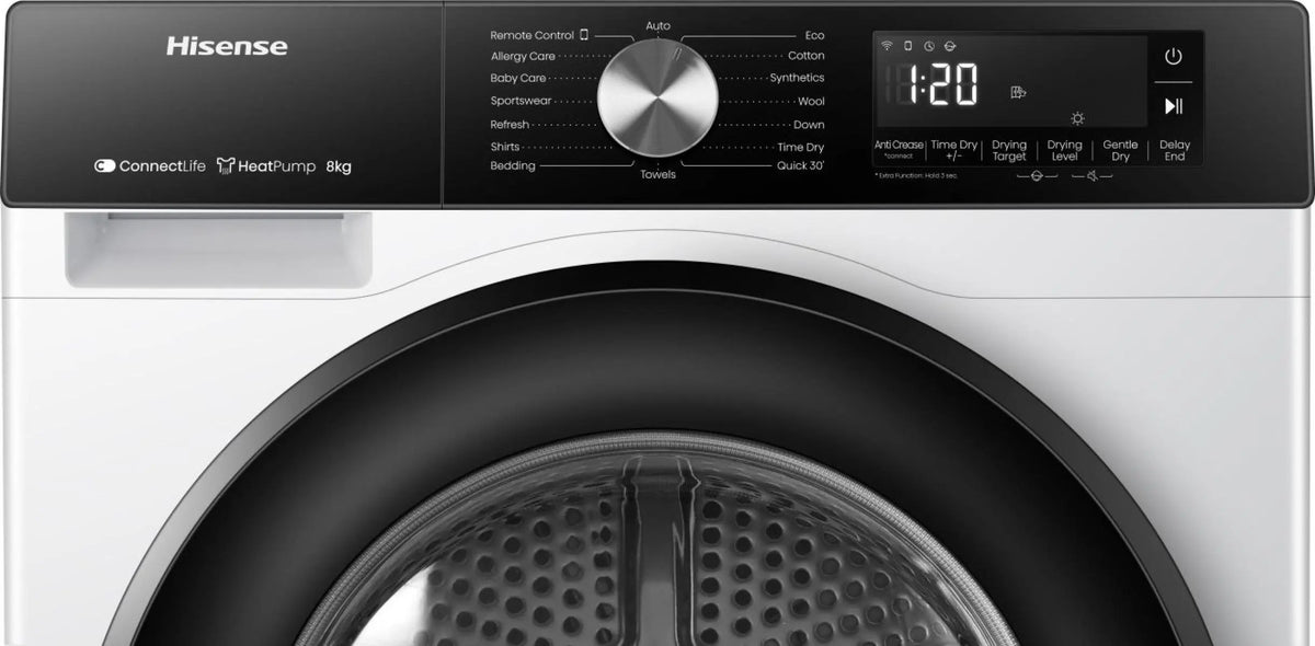 Hisense 3S 8KG Freestanding Condenser with Heat Pump Tumble Dryer - White | DH3S802BW3