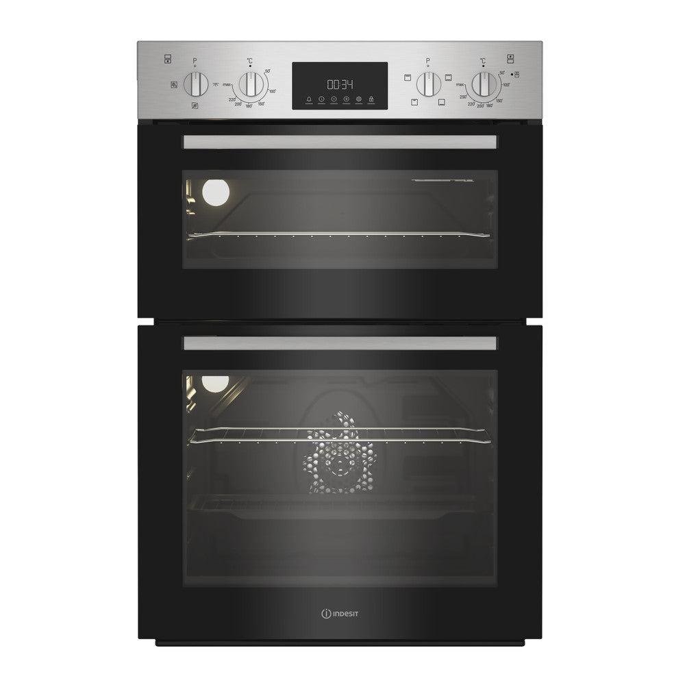 Indesit 105L Built-In Electric Double Oven - Inox | DII10DIX from Indesit - DID Electrical