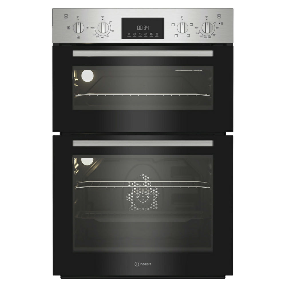 Indesit 105L Built-In Electric Double Oven - Inox | DII10DIX from Indesit - DID Electrical
