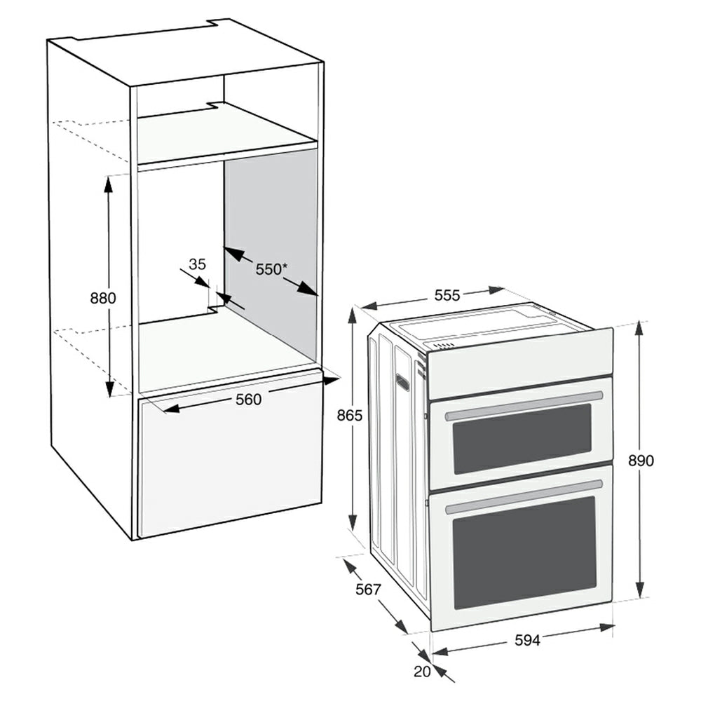 Indesit 105L Built-In Electric Double Oven - Inox | DII10DIX from Indesit - DID Electrical