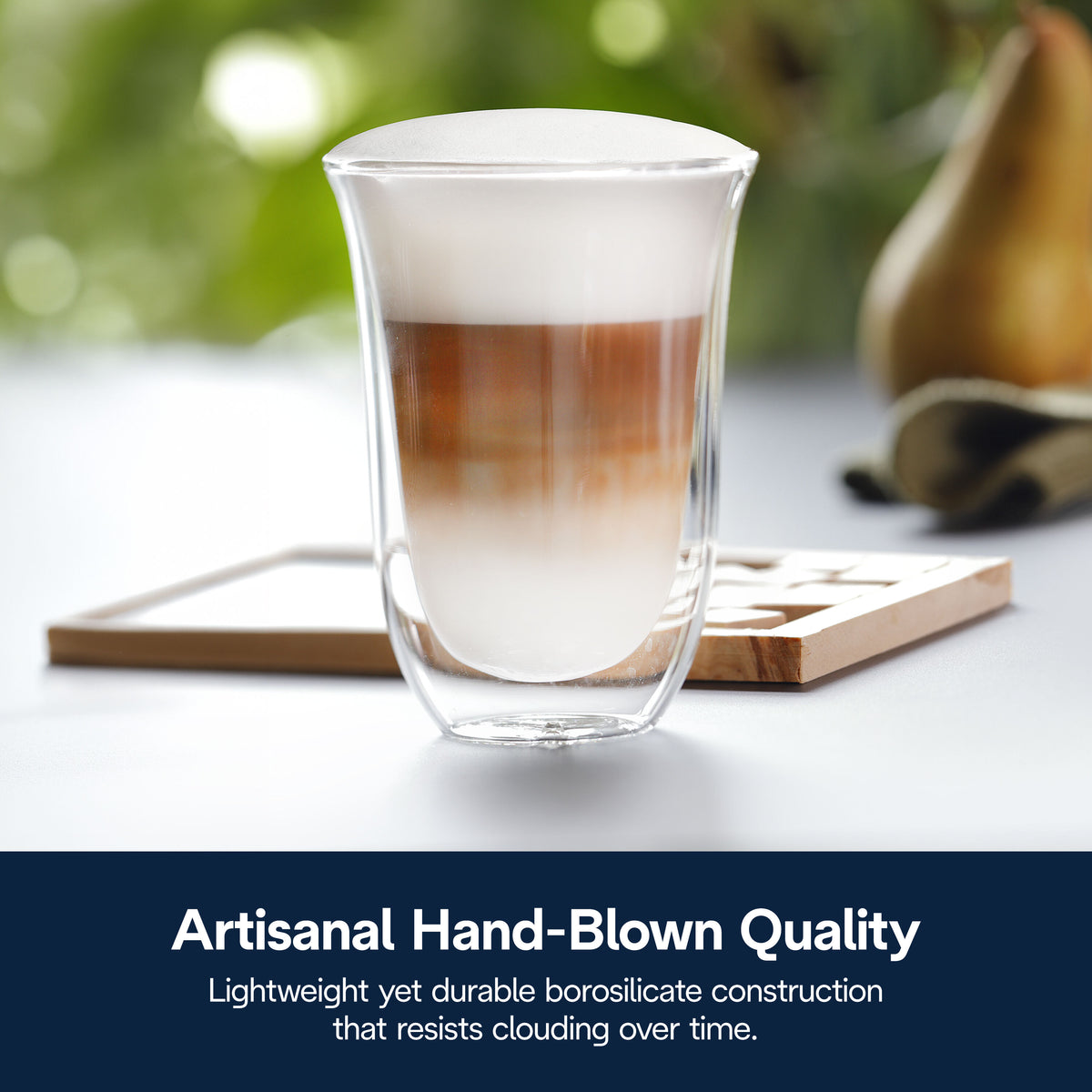 DeLonghi Latte Glasses Set Pack of 2 - Transparent | DLSC312