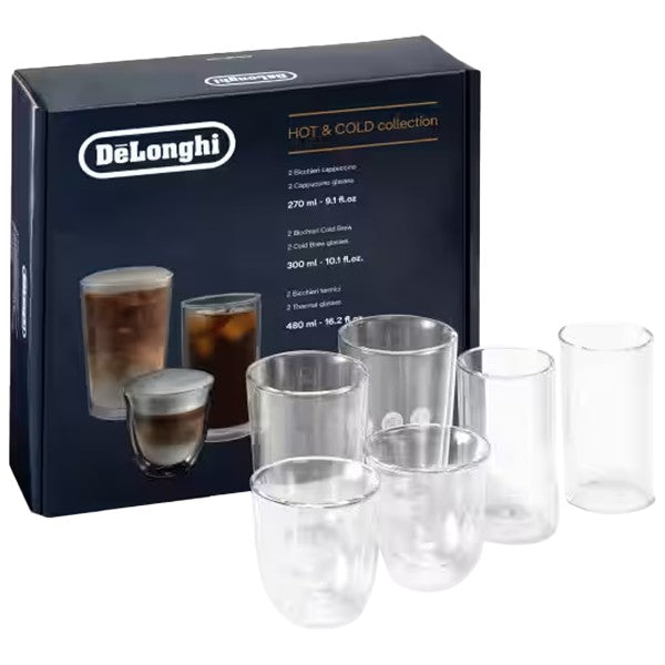 DeLonghi Hot &amp; Cold Collection Glass Pack of 6 - Clear | DLSC326 from DeLonghi - DID Electrical