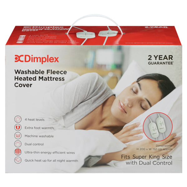Dimplex Super King Washable Fleece Heated Mattress Cover with Dual Control - White | DMC3004 from Dimplex - DID Electrical