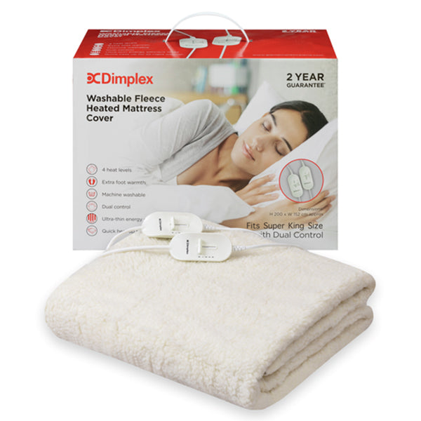 Dimplex Super King Washable Fleece Heated Mattress Cover with Dual Control - White | DMC3004 from Dimplex - DID Electrical