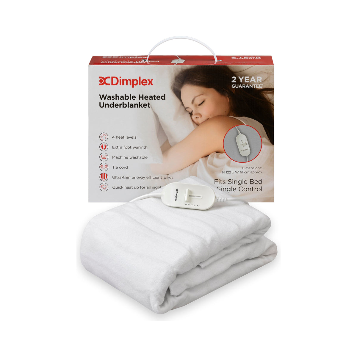 Dimplex Single Washable Electric Heated Underblanket - White | DUB1001 from Dimplex - DID Electrical