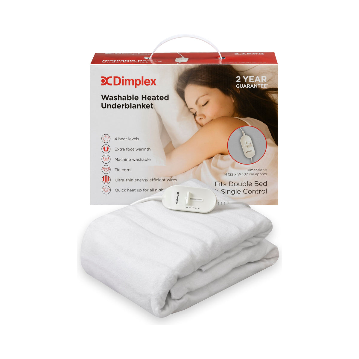 Dimplex Double Washable Electric Heated Underblanket - White | DUB1002 from Dimplex - DID Electrical